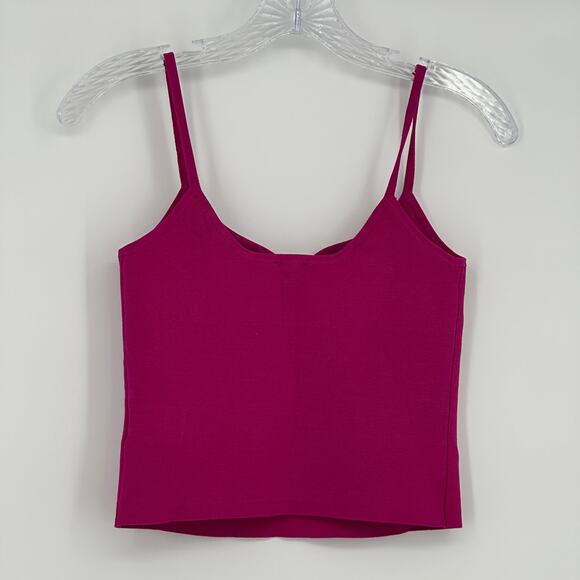 Express Women's Body Contour Crop Tank Top Size Medium Hot Pink Sweetheart Neck - Picture 2 of 6